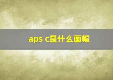 aps c是什么画幅